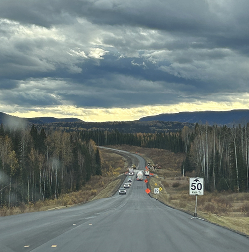 Fort Nelson, BC. Photo of the Alaska Highway at Fort Nelson, taken by the author.